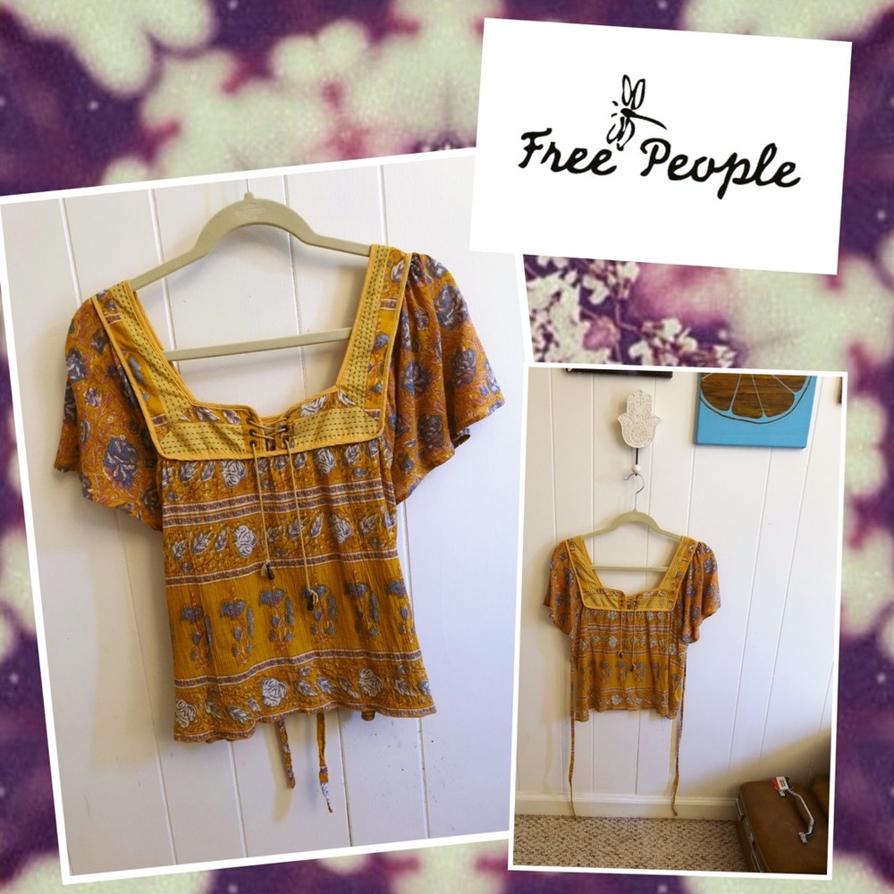 Boho Embroidered Yellow Mixed Media Sz: UK 4, US 2